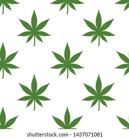 Cannabis leaf seamless pattern, marijuana leaf  on white background.