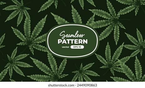 Cannabisblatt nahtloses Muster. Marihuana-Blatt-Ikone. Vektorillustration. Indica, Sativa, Hybrid, Ruderalis. Premium-Branding-Design.