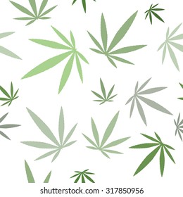 Cannabis Leaf - seamless pattern. 
Marijuana clip art. Isolated vector illustration / wallpaper