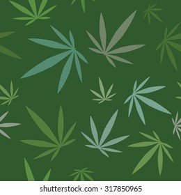 Cannabis Leaf - seamless pattern. 
Marijuana clip art. Isolated vector illustration  wallpaper
