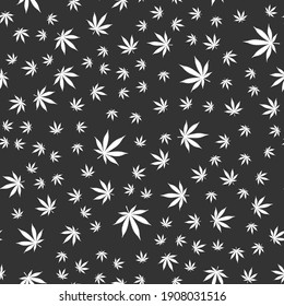 Hoja de cannabis Patrón Seamless. Textura de la marihuana medicinal. Signo médico de cannabis Símbolo legalizado. Fondo vectorial para tela textil, papel envolvente, banner para sitio web, fondo.