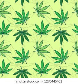 cannabis leaf seamless pattern vector