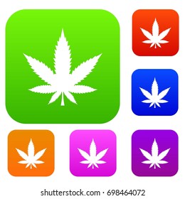 Cannabis leaf set icon in different colors isolated vector illustration. Premium collection
