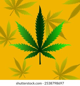 Cannabis leaf with shadow isolated on white. Vector illustration