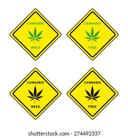 Cannabis leaf sign vector set