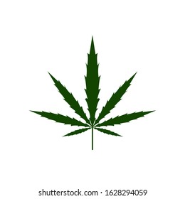 Cannabis leaf silhouette icon isolated on white background. Vector illustration logo