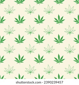 Cannabis-Blätter einfache grüne nahtlose Vektormuster.