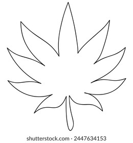 Cannabisblatt. Skizze Vektorillustration. Gliederung auf isoliertem Hintergrund. Doodle-Stil. Die Pflanze wird medizinisch verwendet. Landwirtschaftliche Kulturpflanzen - Hanf. 