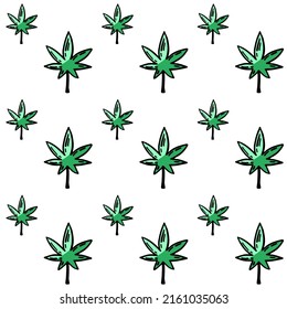 Cannabis Leaf Sketch Vector Seamless Pattern Illustration. Cbd Edibles, Beauty Cream Hemp Oil Hand Drawn Background. Green Weed Media Banner