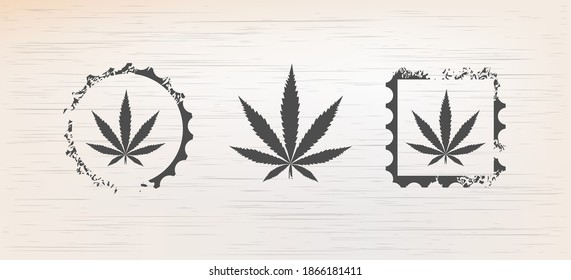 Conjunto de iconos de la marca de la hoja de cannabis