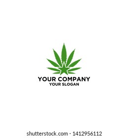 Cannabis Leaf Star Logo Design Vector