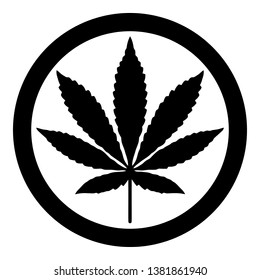 Cannabis Leaf With Stem and Circle Clipart