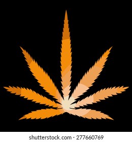 Cannabis leaf and the Sun  in abstract style