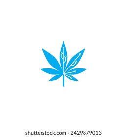 Cannabisblatt- und Technologie-Logo oder Icon-Design