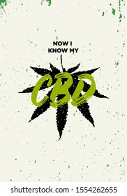 cannabis leaf with text cbd print vector illustration design