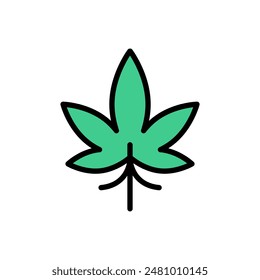 Farbsymbol für Cannabisblätter in der Vektorgrafik. Marihuana-Logo-Symbol Vektorgrafik-Symbol für Website-Design, mobile App, UI. Einfaches Zeichen auf weißem Hintergrund.