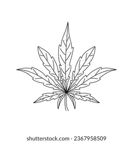 Cannabis leaf vector doodle sketch isolated on white background