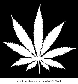 Cannabis leaf, vector icon. Isolated on black background.