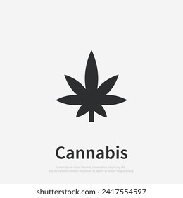 Cannabis leaf vector icon. Marijuana legalize symbol. Medicine cannabis linear silhouette sign, herbal nature organic plant. Hash, ganja cbd rasta indica sativa logo. Flat design isolated on white.