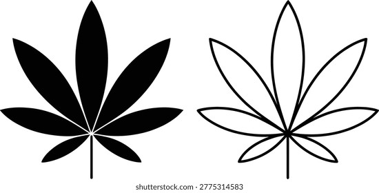 Cannabis leaf vector illustration comparison