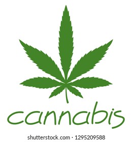 cannabis leaf, vector illustration ,flat style, front side