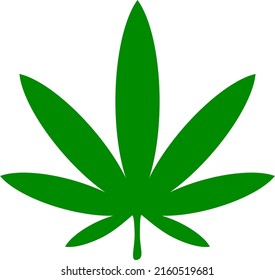 Cannabis leaf vector illustration. Flat illustration iconic design of cannabis leaf, isolated on a white background.