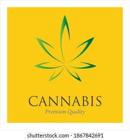 Cannabis leaf vector illustration icon design with yellow background