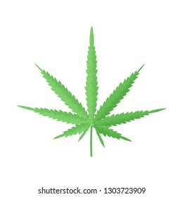Cannabis leaf. Vector illustration on white background with elements of retro style.