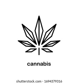 Cannabis leaf vector line icon. Isolated cbd product illustration symbol of icon, sign for packaging, label, website, mobile app, logo UI design.