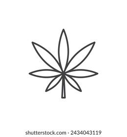 Cannabis Leaf Vector Line Icon illustration.