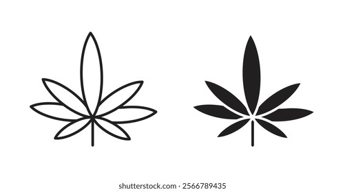 Cannabis leaf vector line icon illustration