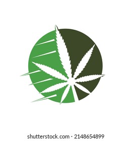 Diseño del logo vectorial de hoja de cannabis. Ilustración vectorial del diseño del logotipo de la hoja de marihuana.