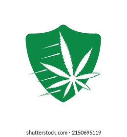 Cannabis leaf vector logo design. Marijuana leaf logo design template vector illustration.