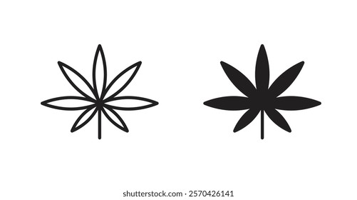 Cannabis leaf vector web icons set