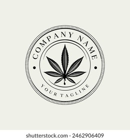 logo de Vector vintage de hoja de cannabis. fondo blanco