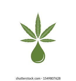 Cannabis leaf with water drop vector. Medical & Healthcare logo template. Medical icon.