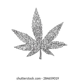 Cannabis leaf zentangle