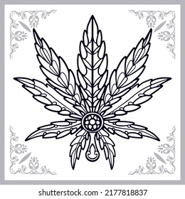 Cannabis leaf zentangle arts isolated on white background.