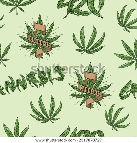Cannabis leafs colorful seamless pattern for legalized drug industry advertising and ganja party invitation design vector illustration