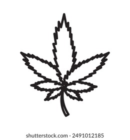 Cannabis leafs icon Black line art vector logo