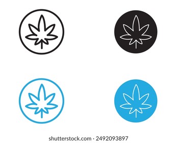 Cannabis leafs icon black and white vector outline sign