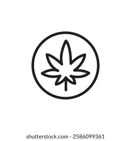 Cannabis leafs icon black and white vector outline sign