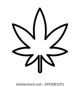 Cannabis-Blätter-Symbol Lineares Logo-Zeichen in Schwarz und Weiß