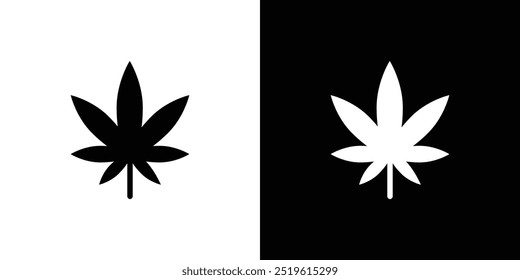 Logotipo lineal del icono de las hojas de cannabis aislado