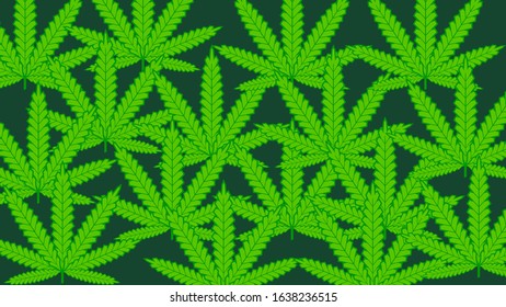 Cannabis Leafs Vector Green Background