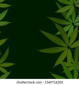Cannabis leaves abstract seamless pattern. Hemp background. Green marijuana texture.