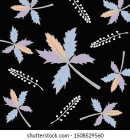Cannabis leaves background texture and hand drawn,Fall and Autumn season.