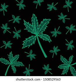Cannabis leaves background texture and hand drawn,Fall and Autumn season.