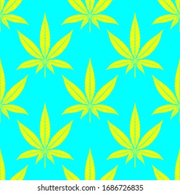 Cannabis leaves bright seamless pattern