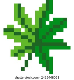 Cannabis leaves cartoon icon in pixel style